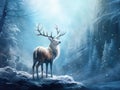 Deers in the snowy mountain