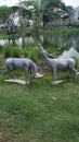 Deers statue at the river side Royalty Free Stock Photo