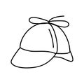 deerstalker hat cap line icon vector illustration