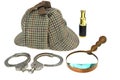 Deerstalker Hat, Magnifer, Handcuffs and Spyglass