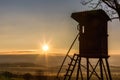 deerstand at sunrise with backlight