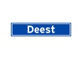 Deest isolated Dutch place name sign. City sign from the Netherlands. Royalty Free Stock Photo