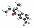 DEET (diethyltoluamide, N,N-Diethyl-meta-toluamide) insect repellent molecule. Atoms are represented as spheres with conventional Royalty Free Stock Photo