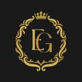 EG Letter gold floral vintage logo template.