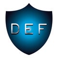 DEF alphabet font letters blue security shield symbol