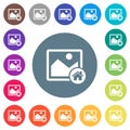 Default image flat white icons on round color backgrounds