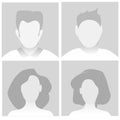 Default Placeholder Avatar Profile on Gray Background. Vector illustration Man and Woman EPS10 Royalty Free Stock Photo