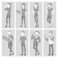 Default Placeholder Avatar Set Vector. Profile Gray Picture. Full Length Portrait. Man, Woman Photo. Businessman