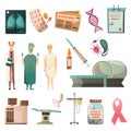 Defeat Cancer Orthogonal Icons Set