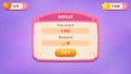 Defeat. GUI Kit casual assets for a game mobile, a set of user interface elements and pop-ups for the game interface Royalty Free Stock Photo