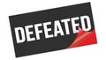 DEFEATED text on black red sticker stamp