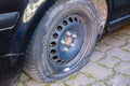 A defective tire that needs to be replaced Royalty Free Stock Photo