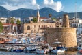 Defence chain tower in harbour of Kyrenia. Cyprus