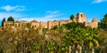 Defence walls of the palatial fortification of the Alcazaba of Malaga, Andalusia, Spain