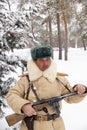 Defender of Stalingrad in a winter form Royalty Free Stock Photo