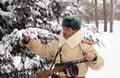 Defender of Stalingrad in a winter form Royalty Free Stock Photo