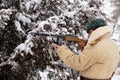 Defender of Stalingrad in a winter form Royalty Free Stock Photo