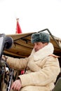 Defender of Stalingrad in a winter form Royalty Free Stock Photo