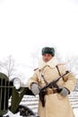 Defender of Stalingrad in a winter form Royalty Free Stock Photo