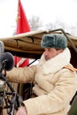 Defender of Stalingrad in a winter form Royalty Free Stock Photo