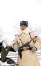 Defender of Stalingrad in a winter form Royalty Free Stock Photo