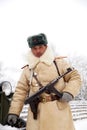 Defender of Stalingrad in a winter form Royalty Free Stock Photo