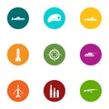 Defense equipment icons set, flat style Royalty Free Stock Photo