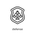 Defense icon. Trendy modern flat linear vector Defense icon on w