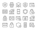 Defense icons. Defense and Security line icon set. Vector illustration. Editable stroke.