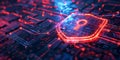 Defense network against cyber threats viruses hacks spyware ransomware and malware attacks. Concept