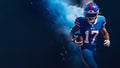 Defense Ready: Blue-Clad NFL Defender Makes a Stand Royalty Free Stock Photo