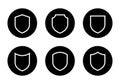 Defense shield outline icon set in black circle. Security and protection symbol Royalty Free Stock Photo
