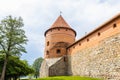 Defense wall and tower of Trakai Castle. Trakai, Lithuania, 10 June 2022 Royalty Free Stock Photo