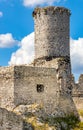Defense walls and main tower of medieval Ogrodzieniec Castle in Podzamcze village in Silesia region of Poland Royalty Free Stock Photo