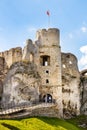 Defense walls and towers of medieval Ogrodzieniec Castle in Podzamcze village in Silesia region of Poland Royalty Free Stock Photo