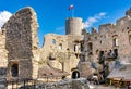 Defense walls and towers of medieval Ogrodzieniec Castle in Podzamcze village in Silesia region of Poland Royalty Free Stock Photo