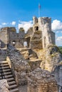 Defense walls and towers of medieval Ogrodzieniec Castle in Podzamcze village in Silesia region of Poland Royalty Free Stock Photo