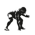 Defensive football player, american football. Isolated vector silhouette