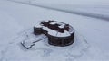 Defensive installations of the Fortress of Kronstadt. Forts of the Island Kotlin. Fort Alexander I in winter time aerial