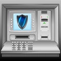 Defensive shield on cash machine blue screen