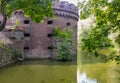 Defensive tower in Kaliningrad (Koenigsberg). Fortress bastion tower, realistic illustration