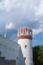 Defensive tower and the wall of the Orthodox monastery. Novodevichy Convent, Moscow Royalty Free Stock Photo