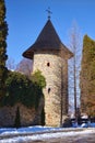 Defensive tower and walls at a medieval monastery