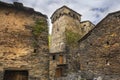 Defensive towers and stone houses in village Ushguli, Upper Svaneti, Georgia Royalty Free Stock Photo