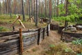 Defensive trench in forest Royalty Free Stock Photo