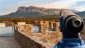 Defensive wall of Ainsa, a town in the Pyrenees. Sobrarbe region Royalty Free Stock Photo