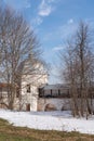 The defensive wall of an ancient fortress. White stone wall of the Pereslavl-Zalessky monastery Royalty Free Stock Photo