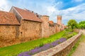 View of the defensive wall at Obernai, Bas Rhin, Alsace France Royalty Free Stock Photo