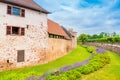 View of the defensive wall at Obernai, Bas Rhin, Alsace France Royalty Free Stock Photo