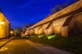 Defensive walls of the old town in Chelmno at night